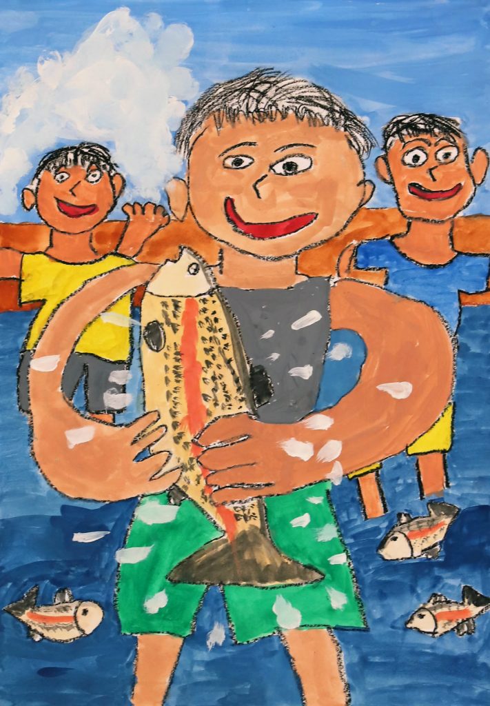 「まつりのニジマス」長沢小学校　２年　藤田　篤人
